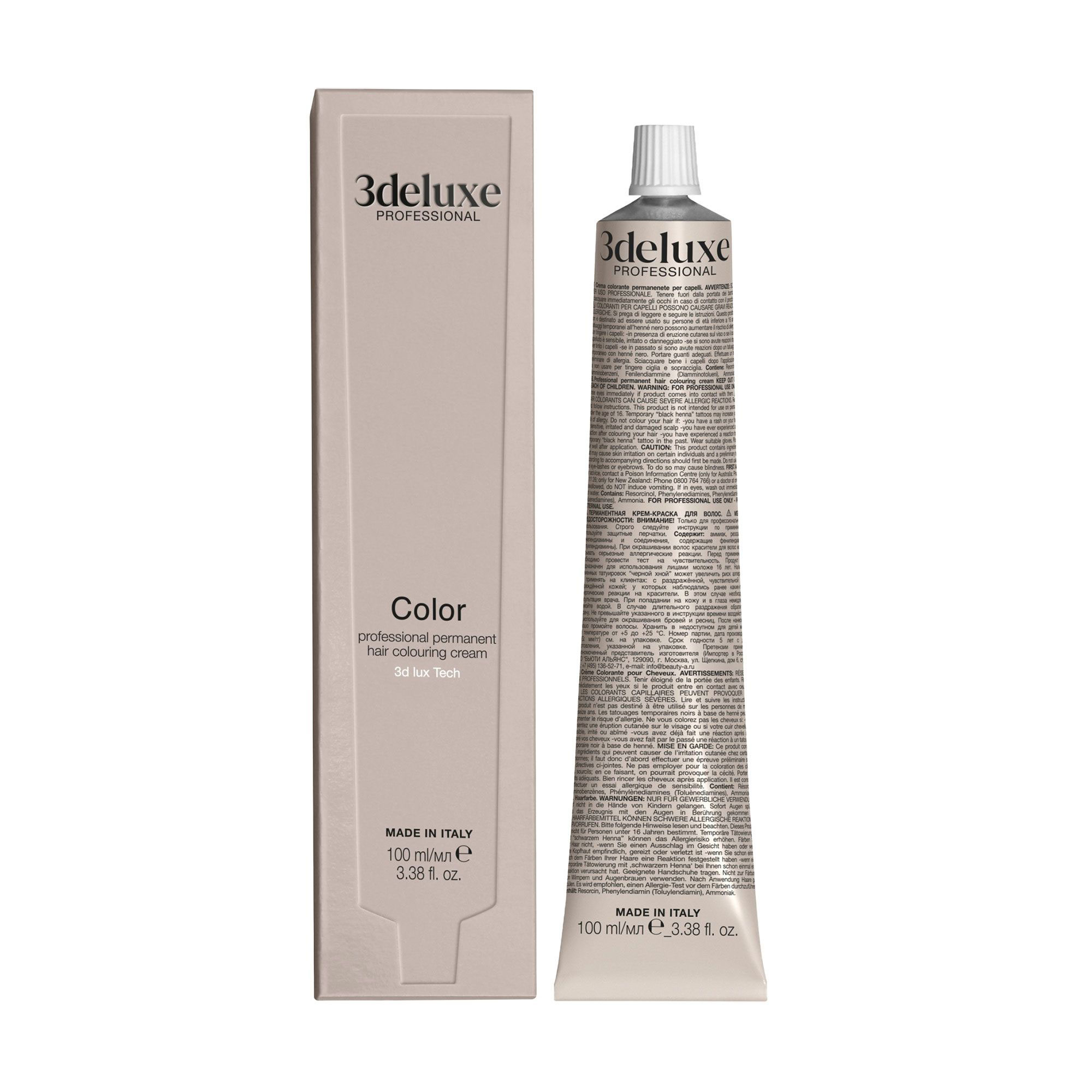 Перманентна крем-фарба для волосся 3DeLuXe Tech Hair Colouring Cream 10.12 Platinum Ash Iridescent Blonde, 100 мл